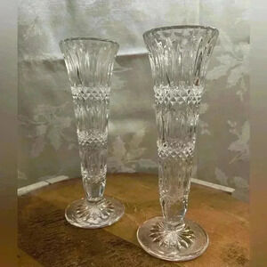 Vintage Set of 2  Cut Glass/Crystal Vases